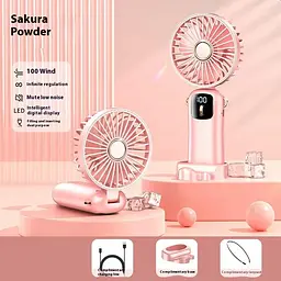 Портативний міні вентилятор Mini fan AND892 з підставкою для телефону та дисплеєм - мініатюра 8