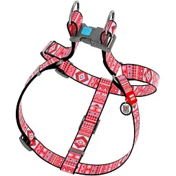 Шлея для собак Waudog Nylon Етно червоний, анатомічна, з QR паспортом, 40-55х1,5 см, червона (4628) - мініатюра 2