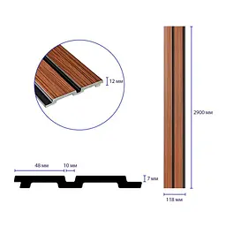 Рейка декоративна Sticker Wall PS 2900х118х12мм Темний дуб SW-00001746 - мініатюра 3