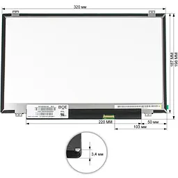 Матриця 14.0 NV140FHM-N41 (1920*1080 30pin(eDP 250cd/m2 (!!!) IPS) LED SLIM (вертикальні вушки) матова роз'єм праворуч - мініатюра 2