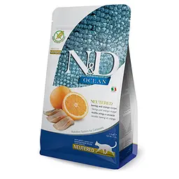 Сухий корм Farmina N&D Grain Free Ocean Herring & Orange Neutered беззерновий для стерилізованих кішок з оселедцем та апельсином 5 кг