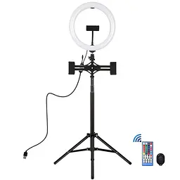 Кільцева USB RGBW LED лампа Puluz PKT3055B 10.2 + штатив 1.65 м