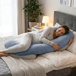 Подушка для вагітних і годування Лежебока Comfort рогалик 170 см велюрова Блакитна - мініатюра 2