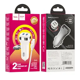 Адаптер автомобільний HOCO Type-C Cable Superior dual port car charger set Z40 зарядний чорний - мініатюра 6