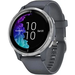Спортивний годинник Garmin Venu Silver Stainless Steel Bezel w. Granite Blue and Silicone B. (010-02173-01/010-02173-03) - мініатюра 2
