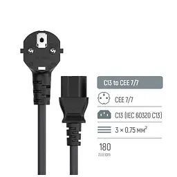 Кабель живлення C13 1.8m black ColorWay (CW-CBP082-BK) - мініатюра 7