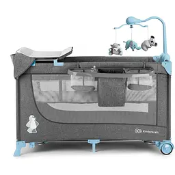 Ліжко-манеж з пеленатором Kinderkraft Joy Blue сіре з блакитним (00-00158382) - мініатюра 3