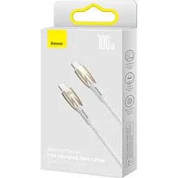 Кабель Baseus USB Type-C Glimmer Series Power Delivery Type-C to Type-C 100W 1m White (CADH000702) - мініатюра 4