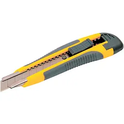 Ніж сегментний будівельний висувний MasterTool 18 мм автозамок та 2 леза 17-0119