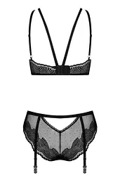 Комплект Obsessive Allastia 2-pcs set black S/M, регульовані бретелі, багаторівнева застібка - мініатюра 3