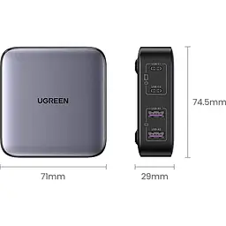 Мережевий зарядний пристрій Ugreen Nexode CD327 65W Gray (90747) [121132] - мініатюра 5