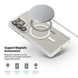 Чехол Samsung Galaxy S25 Ultra 5G, Unit MagSafe, белый, прозрачный, магсейф, противоударный, магнитный, панель-накладка с поддержкой MagSafe, с поддержкой беспроводной зарядки, TPU+PC, защита всего корпуса, ударопрочный, ArmorStandart (ARM82266) - мініатюра 4
