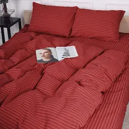 Простирадло MirSon Бязь Stripe Red на резинці 80х160 см червоне (2200010365344) - мініатюра 2