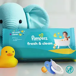 Набір дитячі вологі серветки Pampers Fresh Clean 720 шт. (9 упаковок x 80 шт.) - мініатюра 2