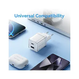 Зарядний пристрій Vention 1xUSB-C PD 70 Вт + 1xUSB QC 3.0 22.5 Вт GaN прозоро-сірий (FCGH0-EU) - мініатюра 2