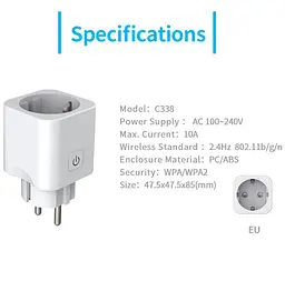 Умная Wi-Fi розетка smart Voltronic EUC338 10А White - мініатюра 2