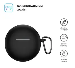 Силіконовий чохол для навушників OPPO Enco Buds2, Hang Case, чорний, ультратонкий захисний кейс товщиною 2 мм, захист від подряпин, пилу та ударів, компактний, з карабіном для кріплення, ArmorStandart (ARM71109) - мініатюра 2