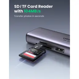 Концентратор Ugreen USB3.1 Type-C to HDMI/USB 3.0x2/RJ45/SD/TF/PD 100W CM512 (60515) - мініатюра 12
