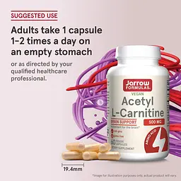 Ацетил L-карнітин Jarrow Formulas Acetyl L-Carnitine 500 мг 60 вегетаріанських капсул - мініатюра 6