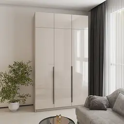 Шафа 3-дверна з антресоллю MebelStar Оскар Gloss BL-B, стандарт 150x52x260 см Кашемір/Кашемір (MBS-5462)