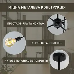 Люстра YORK R 510x380 мм Чорна на 6 ламп E27 ESLLSE - мініатюра 6