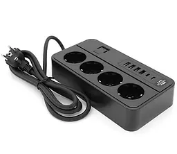 Мережевий фільтр-подовжувач Voltronic G-13, 3000 Вт, 4 розетки + 4 USB 3,2 А + 2 Type-C, 2 м, чорний - мініатюра 2