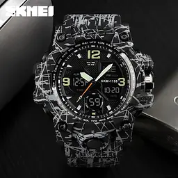 Чоловічий годинник Skmei Hmlet 1155 Чорний з сірим - мініатюра 3