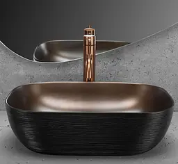 Умивальник Rea Belinda накладний 46.5x33 см black brushed copper REA-U6384 - мініатюра 3