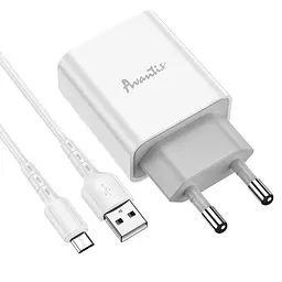 Мережевий зарядний пристрій Avantis A825 (1USB/2.1A) + USB кабель Micro- білий - мініатюра 5