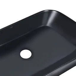 Умивальник Qtap Scorpio накладний прямокутний 550x390x120 мм Black matt + донний клапан PU03, Чорний матовий - мініатюра 5