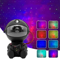 Іграшка-нічник Astronaut Nebula Star Проектор галактики лазерний Астронавт з пультом чорний - мініатюра 3