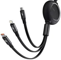 Кабель Baseus Bright Mirror 3-in-1 Cable USB to MicroUSB+Lightning+Type-C 66W 1.2m CAMLC-MJ01 Black - мініатюра 2