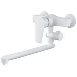 Змішувач для ванни Plamix OSCAR-006 SET WHITE (зі шлангом, лійкою та кронштейном) (PM0703)
