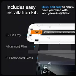 Захисне скло Spigen Screen Protector EZ FIT GLAS.tR Black для iPhone 15 Pro Max (2 шт.) (AGL06873) - мініатюра 5