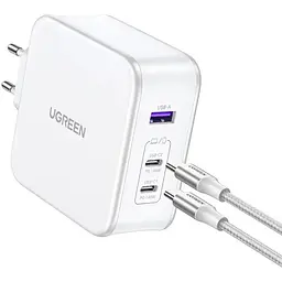 Зарядний комплект блок і кабель 3 порти USB (2хUSB-C+USB-A) Ugreen CD289 140W Gan (UGR-15339) - мініатюра 2