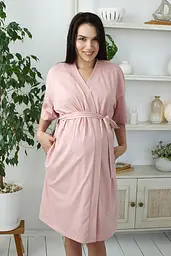 Бавовняний трикотажний халат - кімоно для вагітних та годуючих мам Violet XL (50) Юла Мама Пудра - мініатюра 5