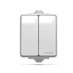 Вимикач Videx BINERA IP65 зовнішній 2кл сірий (VF-BNW12-G) - мініатюра 2