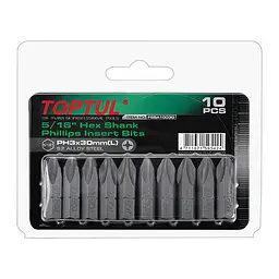 Набір насадок викруткових TOPTUL 5/16" L30 мм PH2 10 од. FSBA1002G