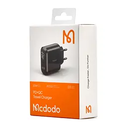 Мережевий зарядний пристрій McDodo Chocolate Series Digital Display 20W PD + QC3.0 Charger ( EU plug ) CH-7170 Чорний - мініатюра 2