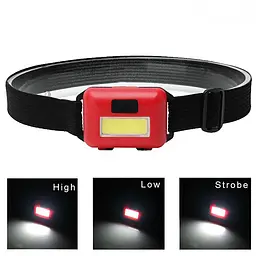 Светодиодный налобный фонарик COB 10W яркий свет от 3шт батарейки AAA фонарь на лоб, Yu Xin Красный 87647 - миниатюра 2