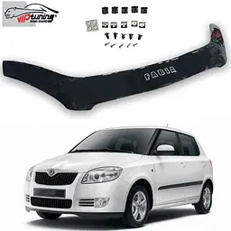 Дефлектор капоту мухобійка Skoda Fabia 5J 2007-2011 Євро Кріплення (Vip Tuning)