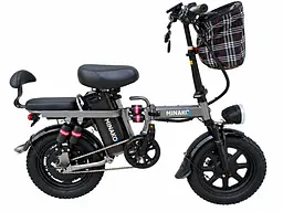 Електровелосипед Minako Mini 16" двомісний (1000W, 24Ah) + Пасажирське сидіння Сірий