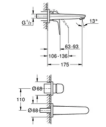 Змішувач для умивальника на 2 отвори Grohe Euroeco 24274001 Хром - мініатюра 5
