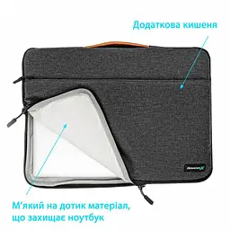 Чохол до ноутбука Grand-X 15'' SLX Dark Grey (SLX-15D) - мініатюра 4
