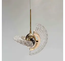 Дизайнерський підвісний LED-світильник Artlight 6114GD, золото, прозорі грановані пластини, 1 джерело світла - мініатюра 2