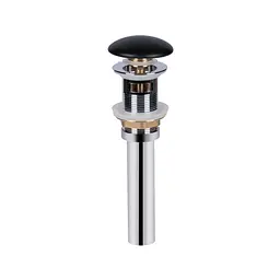 Донний клапан з переливом Qtap PU03O 70x70x227.5 Matt black, Чорний матовий - мініатюра 2