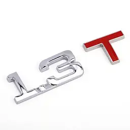 Емблема напис 1.3T 90х25 мм Хром+край на скотчі метал (Завод)