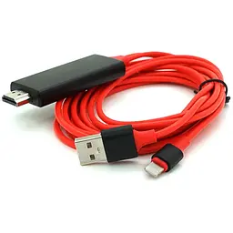 Конвертер MHL Lighting (тато) + USB (тато) => HDMI(тато) 1.8м, Red, 4K/2K, BOX