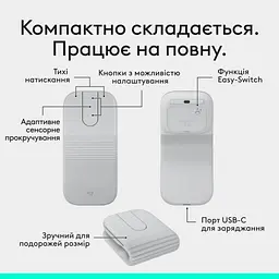 Мишка Logitech Mobi Fold Bluetooth Off-White (910-007631) - мініатюра 3