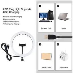 Кільцева USB LED лампа Puluz PKT3061B 11.8"+ штатив 1.65 м - мініатюра 3